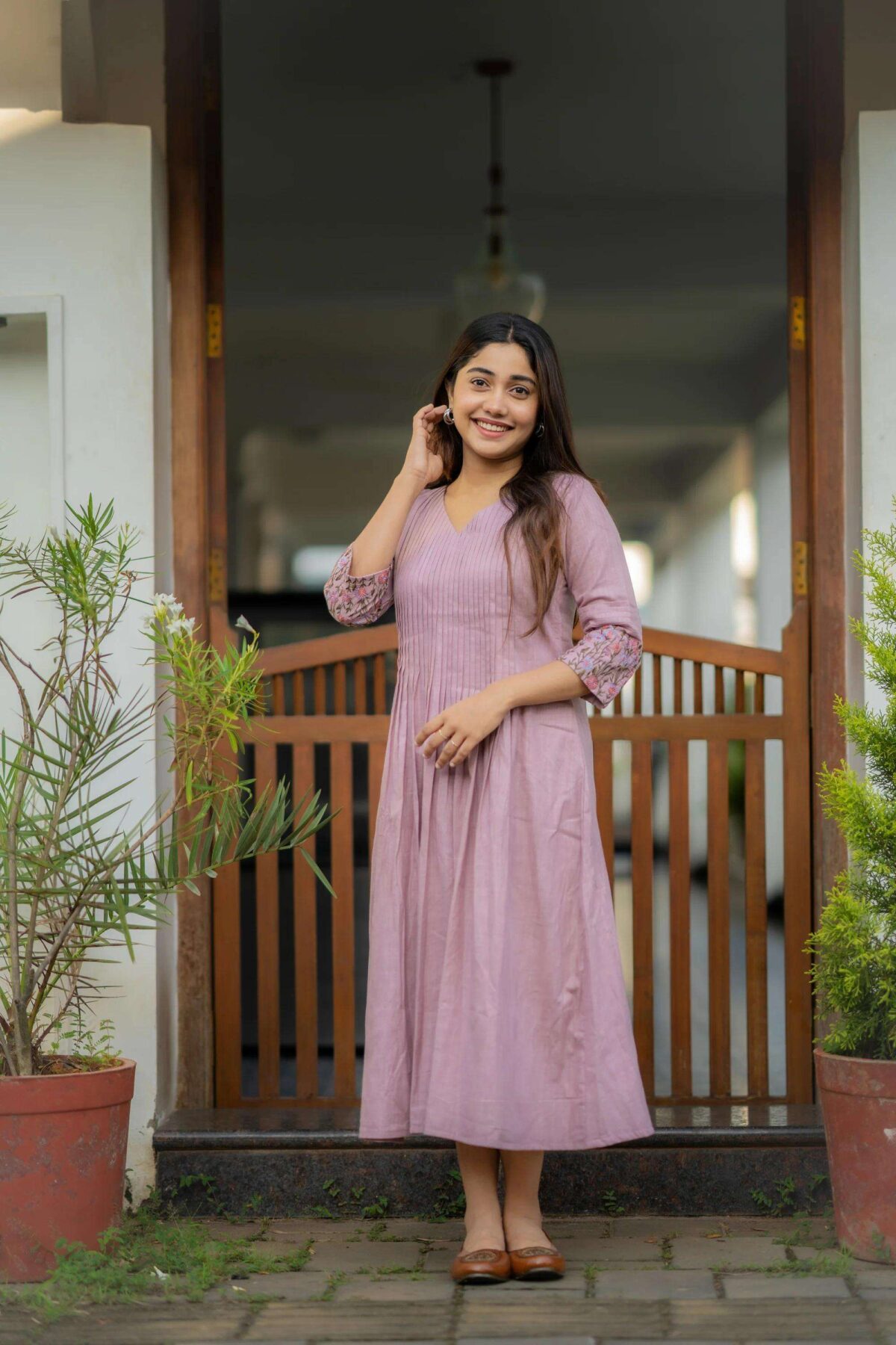 Floral Elegance ? Cotton Embroidered Dress with Printex Magic S) - Image 2