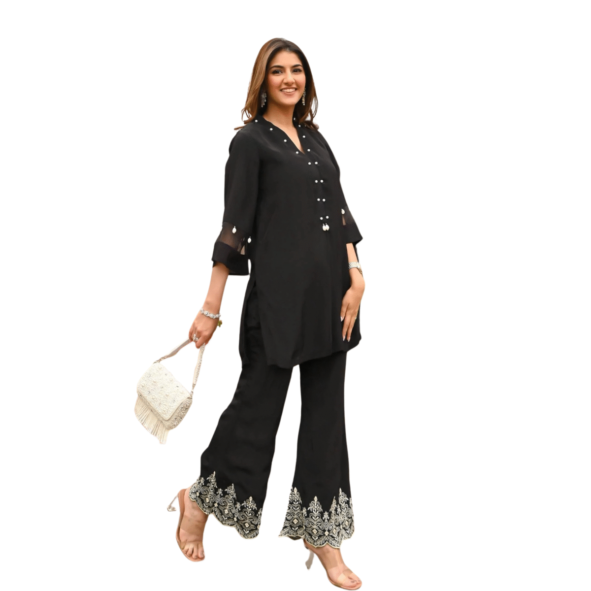 Flower Power ? Embroidered & Printed Cotton Dress for Women (M)