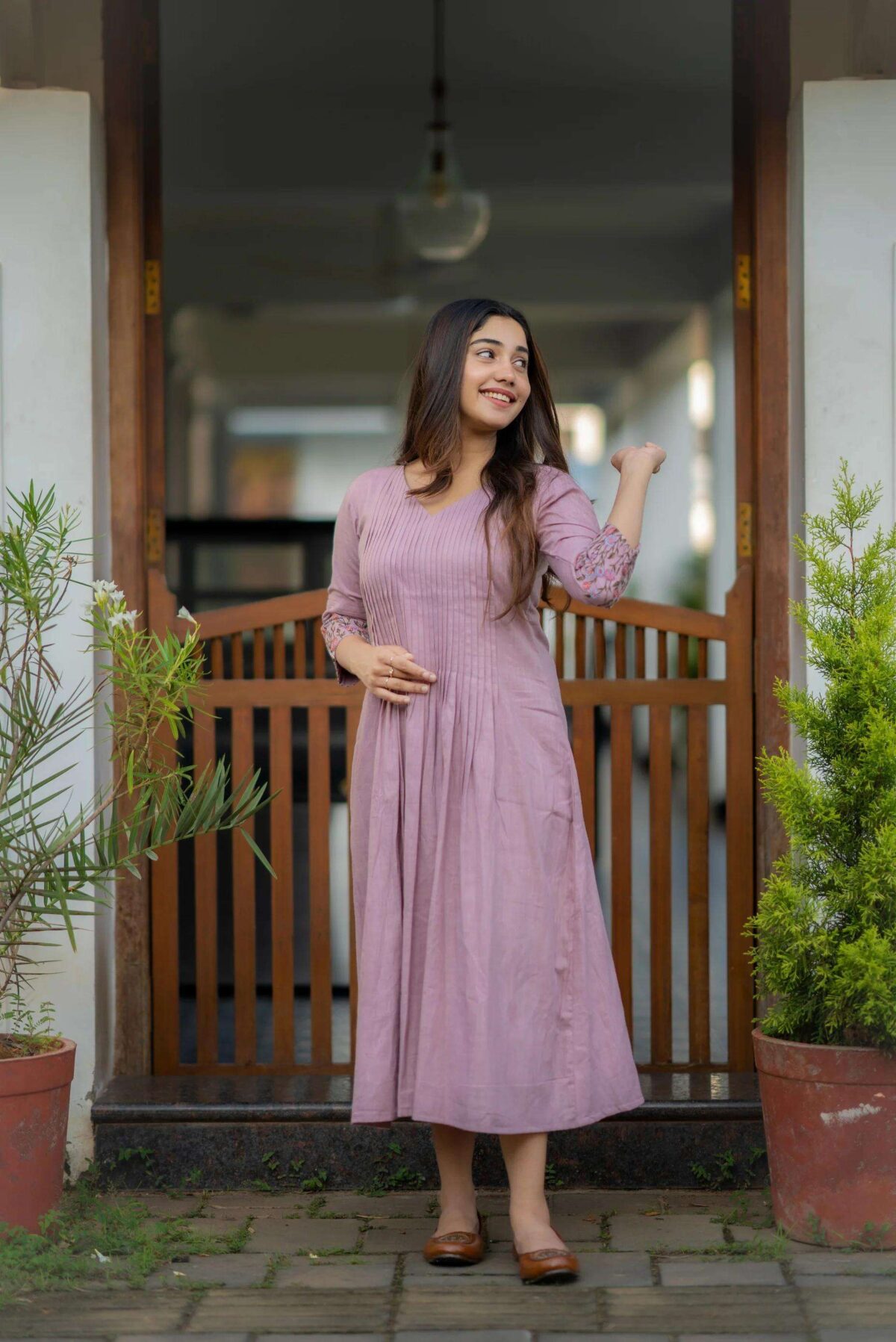 Floral Elegance ? Cotton Embroidered Dress with Printex Magic S) - Image 3